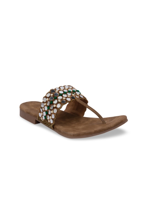 

Rocia Women Brown Embellished Open Toe Flats