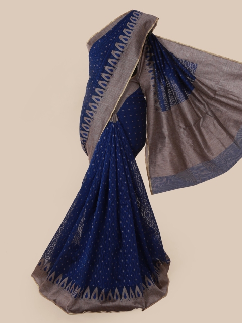 

Pothys Navy Blue Woven Design Supernet Saree
