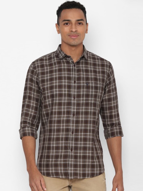 

Allen Solly Men Brown & Off-White Slim Fit Checked Casual Shirt