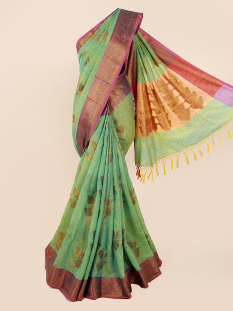 

Pothys Green Woven Design Cotton Blend Saree