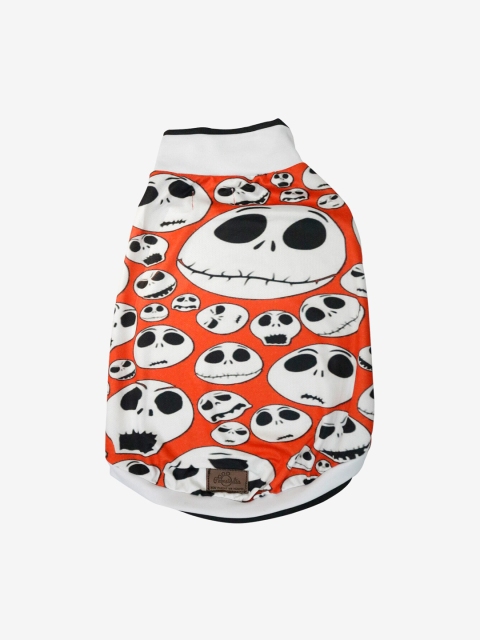 

Pawsindia Red & White Skulls Printed Dog T-Shirt