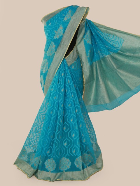 

Pothys Blue Printed Supernet Saree