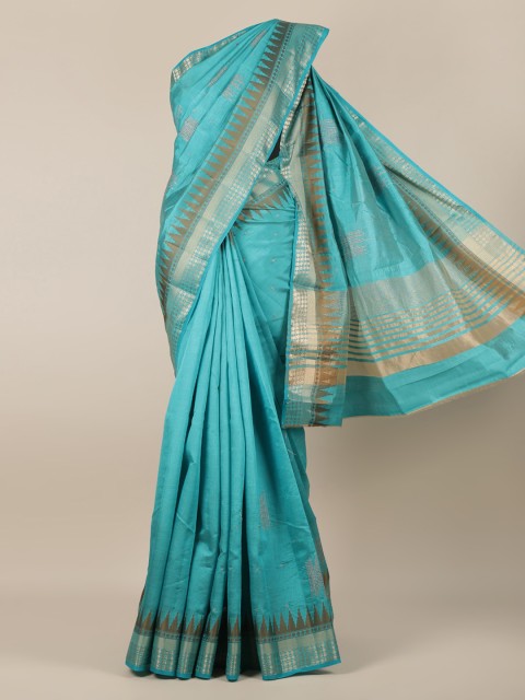 

Pothys Blue Woven Design Jute Silk Saree