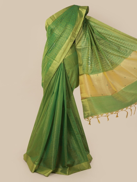 

Pothys Green Embroidered Tissue Saree