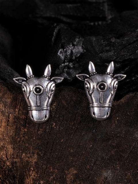 

Shoshaa Silver-Toned Contemporary Studs