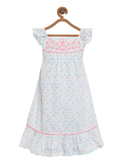 

Miyo Girls White Printed A-Line Dress