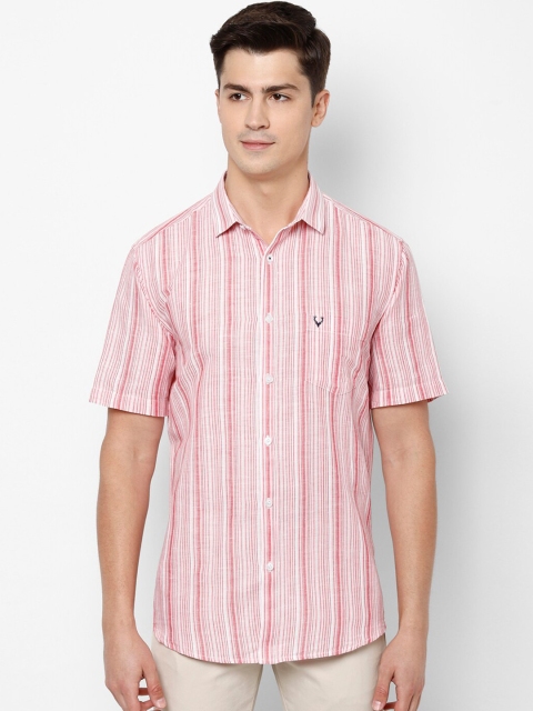

Allen Solly Men Pink & White Slim Fit Striped Semiformal Shirt