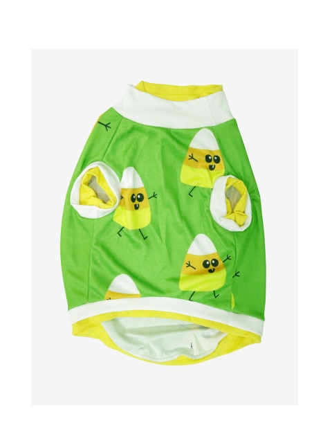 Pawsindia Green & Yellow Candyman Printed Dog T-Shirt
