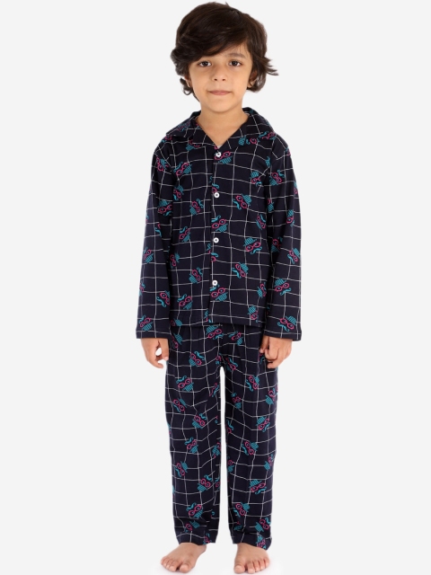 

Chipbeys Boys Navy Blue & White Printed Night suit