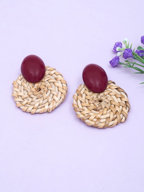 

Golden Peacock Maroon Circular Studs