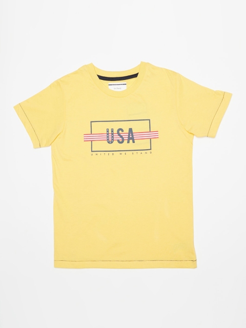 

Octave Boys Yellow Printed Round Neck T-shirt