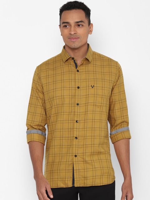 

Allen Solly Men Mustard Yellow Slim Fit Checked Cotton Casual Shirt