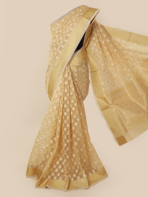 

Pothys Cream-Coloured Woven Design Tissue Saree