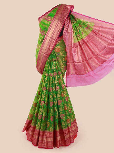 

Pothys Green Woven Design Tissue Saree