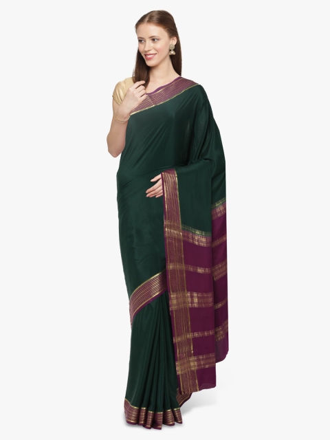 

Sudarshan Silks Green Pure Silk Solid Mysore Silk Saree