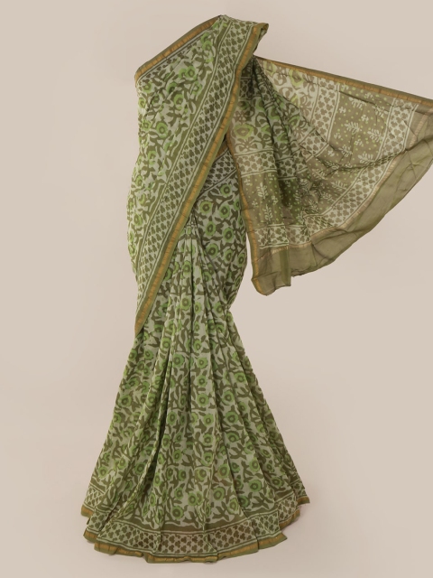 

Pothys Green Printed Cotton Blend Saree