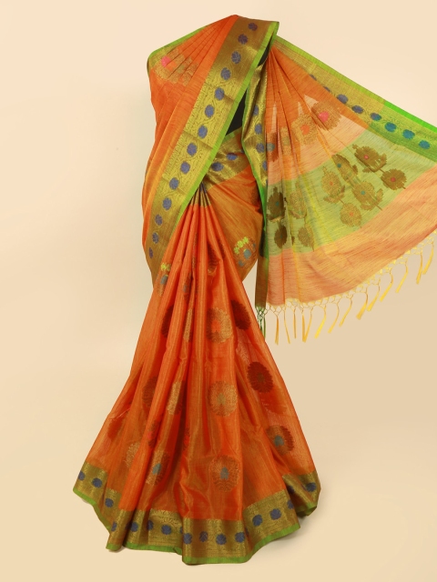 

Pothys Orange Woven Design Cotton Blend Saree