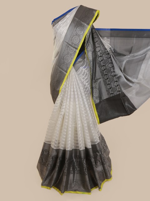 

Pothys Off-White & Grey Cotton Blend Woven Design Saree