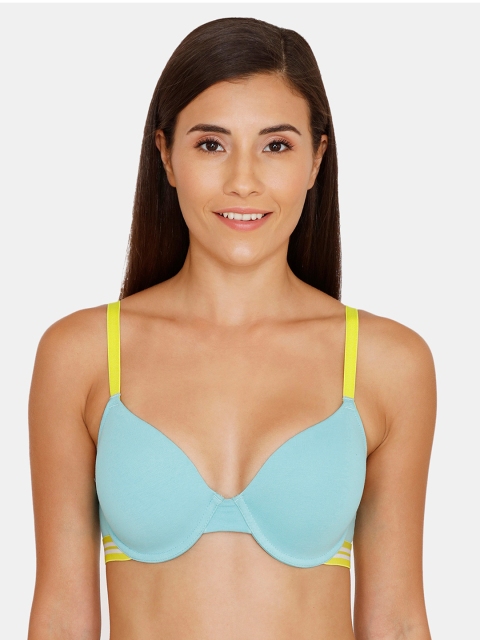 

Zivame Blue & Yellow Solid Underwired Lightly Padded T-shirt Bra ZI10NRCORE0BLUE