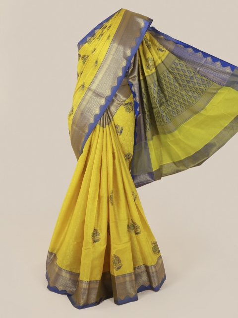 

Pothys Yellow Woven Design Cotton Blend Saree