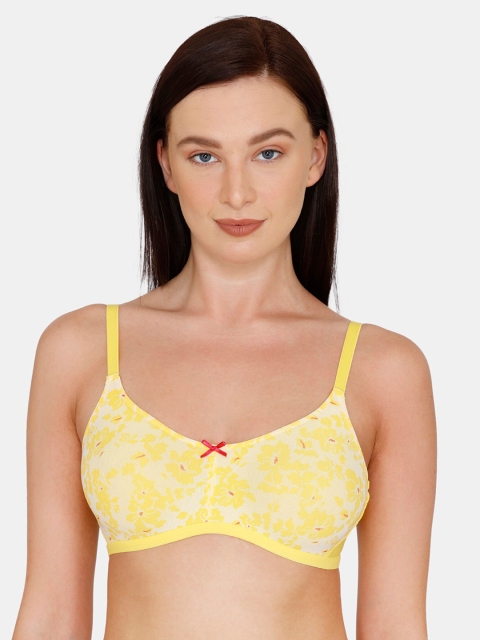 

Zivame Yellow & White Printed Non-Wired Non Padded T-shirt Bra ZI1982FASHBYELW