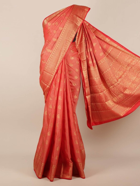 

Pothys Red & Gold-Toned Jute Silk Woven Design Saree