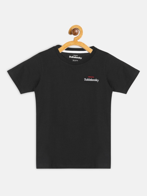 

DukieKooky Boys Black Solid Round Neck T-shirt