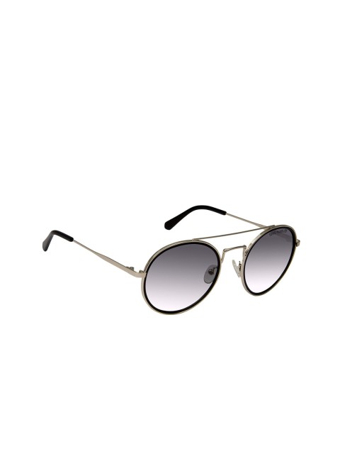

David Blake Unisex Grey Lens & Silver-toned Round Sunglasses With