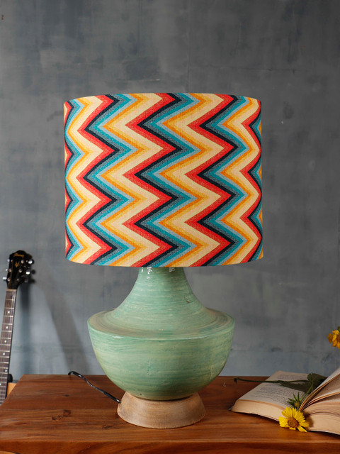 

Grated Ginger Multicoloured Printed Contemporary Table Lamp with Shade, Multi