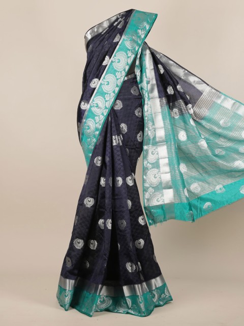 

Pothys Navy Blue Woven Design Jute Silk Saree