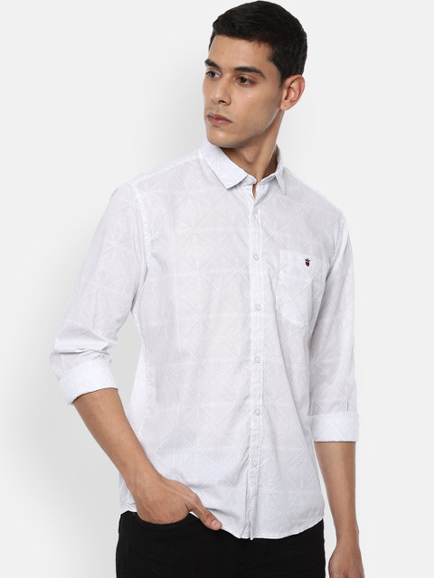 

Louis Philippe Jeans Men White Slim Fit Checked Casual Shirt