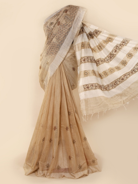 

Pothys Cream-Coloured Woven Design Jute Cotton Saree