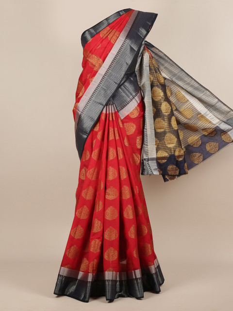 

Pothys Red Printed Jute Silk Saree