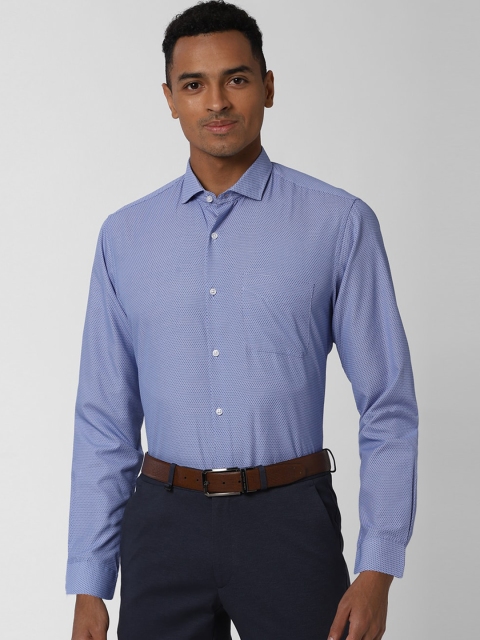 

Peter England Men Blue Regular Fit Self Design Casual Shirt