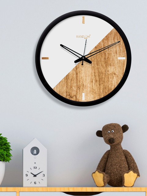 

RANDOM Brown & White Round Colourblocked 30.4 cm Analogue Wall Clock