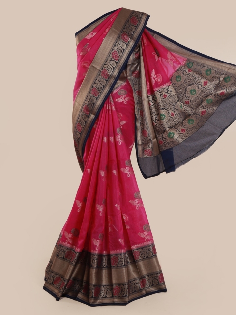 

Pothys Pink & Gold-Toned Tissue Woven Design Saree