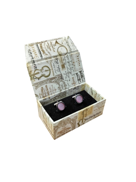 

Blacksmith Pink & Silver-Plated Solid Round Cufflinks