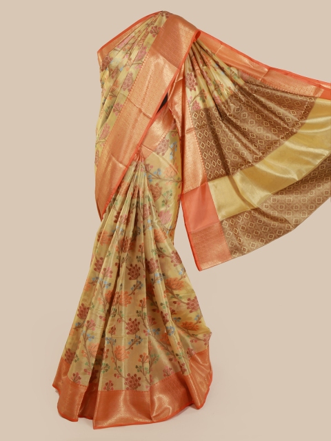

Pothys Cream-Coloured Printed Tissue Saree