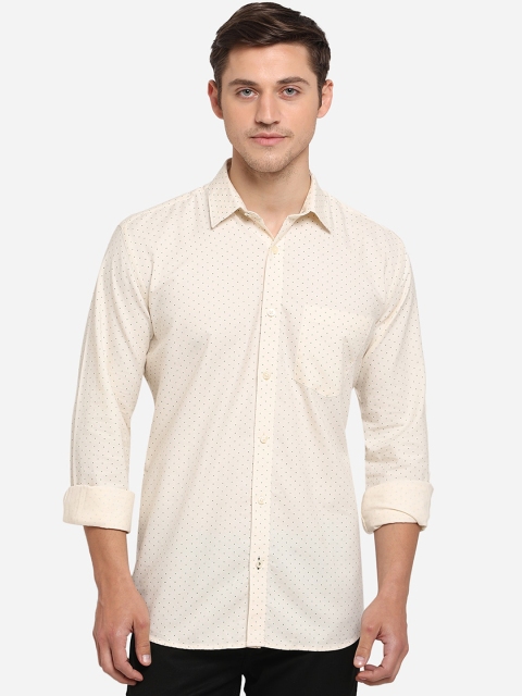

Greenfibre Men Cream-Coloured Slim Fit Printed Casual Shirt
