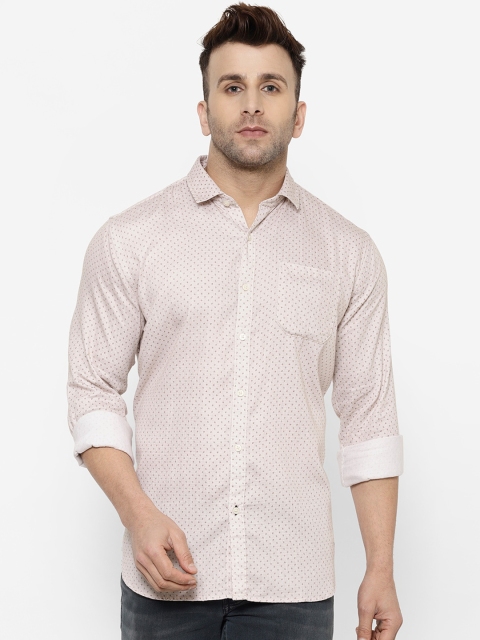 

cape canary Men Peach-Coloured Regular Fit Printed Casual Shirt