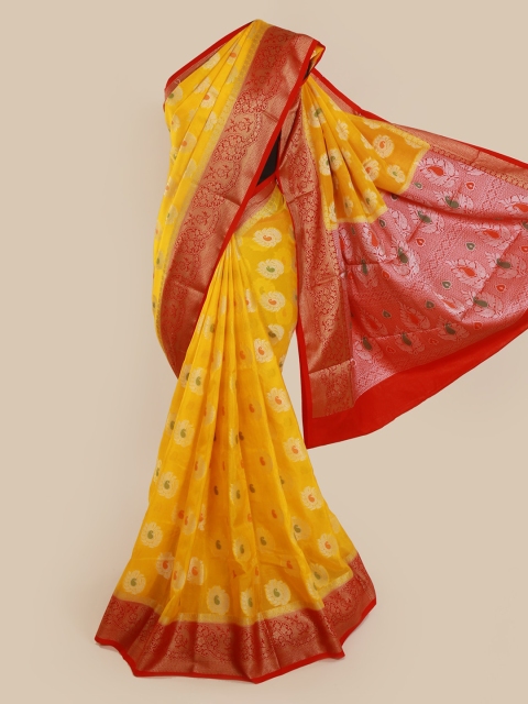 

Pothys Yellow & Red Tissue Woven Design Saree