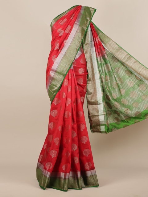

Pothys Red & Green Jute Silk Woven Design Saree