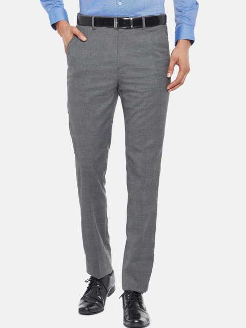 

RICHARD PARKER by Pantaloons Men Charcoal Slim Fit Checked Formal Trousers