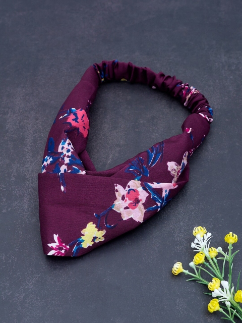 

Golden Peacock Purple & Blue Knot Design Floral Printed Elasticated Hairband