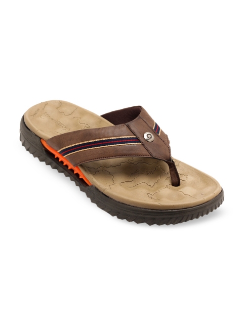 

TRENDS & TRADES Men Brown & Beige Solid Thong Flip-Flops