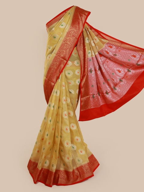 

Pothys Cream-Coloured Woven Design Tissue Saree