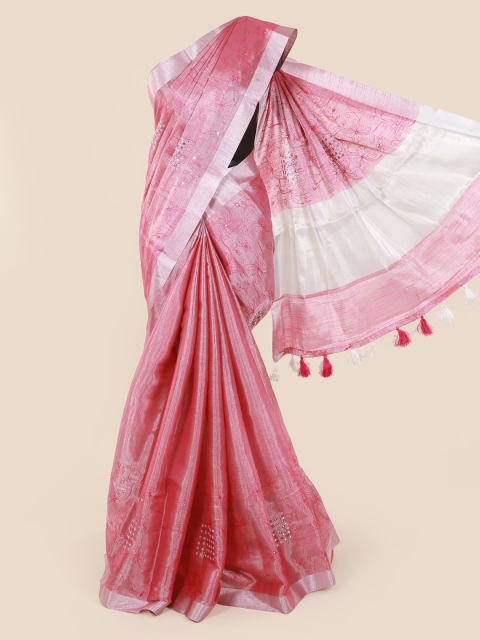 Pothys Pink Woven Design Tissue Saree
