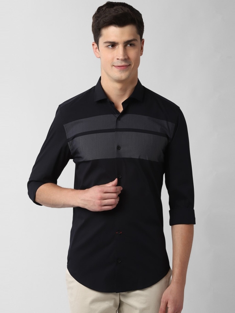

Peter England Men Black Slim Fit Striped Casual Shirt