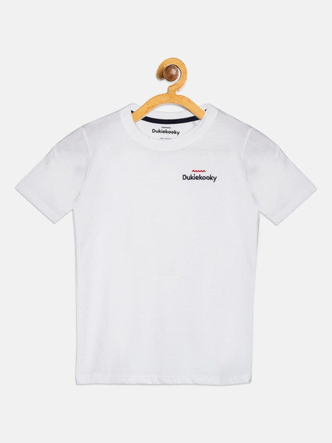 

DukieKooky Boys White Solid Round Neck T-shirt
