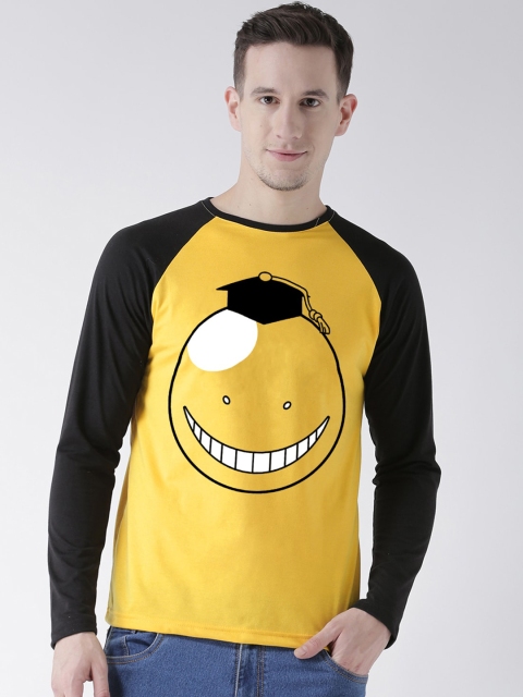 

ComicSense.xyz Men Yellow Colourblocked Round Neck T-shirt